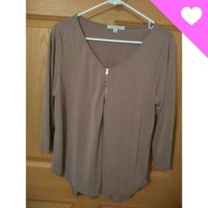 Green Envelope Casual Womens Top Tunic Tan Gold